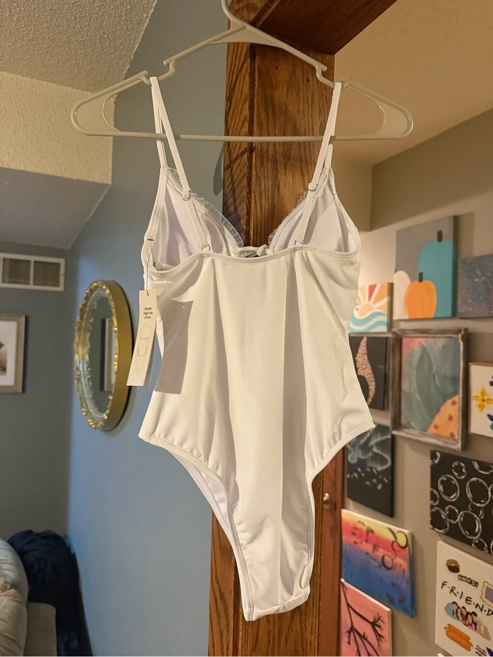 White One-Piece Swimsuit with Front Tie